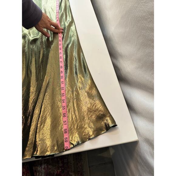 Zara Limited Edition Draped Maxi Dress Large Liquid Gold Open Back Evening Party - Picture 12 of 16